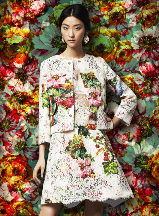 dolce-and-gabbana-fw-2014-womenswear-collection-flower-and-fruit-print-dress-printed-brocade-and-lace-suit